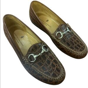 Brown Crocodile Martin Dingman Pattern Loafers size 11.5